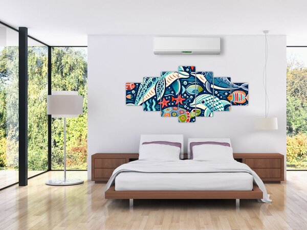 Obraz - Kreslená vodní zvířátka (210x100 cm)