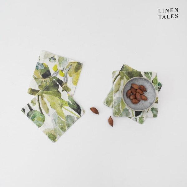 Zelené látkové podtácky v sadě 4 ks Lotus – Linen Tales