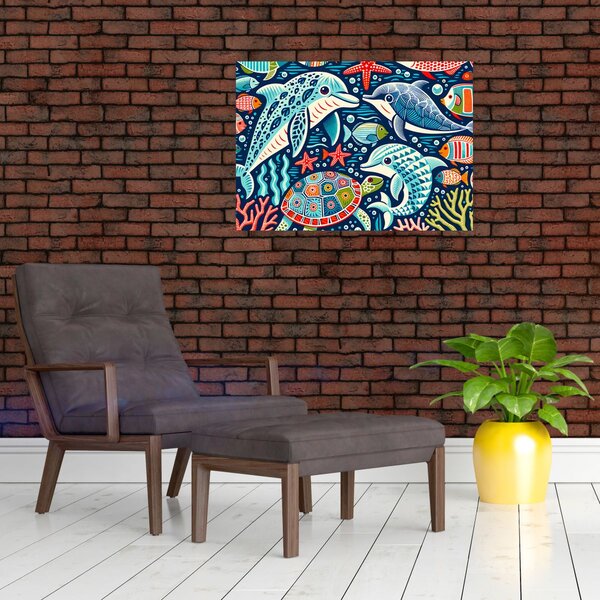 Obraz - Kreslená vodní zvířátka (70x50 cm)