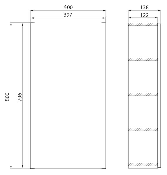 Cersanit City skříňka 40x13.8x80 cm boční závěsná dub S584-111