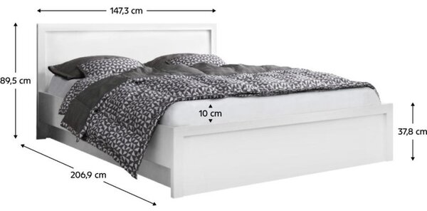 Kondela Postel s úložným prostorem, 140x200, bílá, JESI NEW