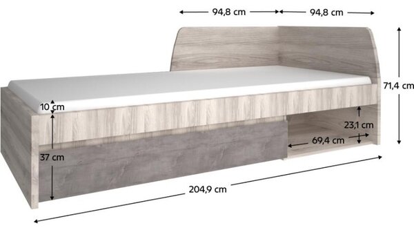 Kondela Postel JESI NEW, 90x200, kaštan nairobi/onyx