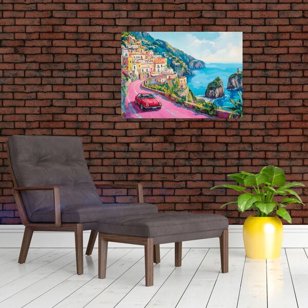 Obraz - Růžová silnice na pobřeží (70x50 cm)