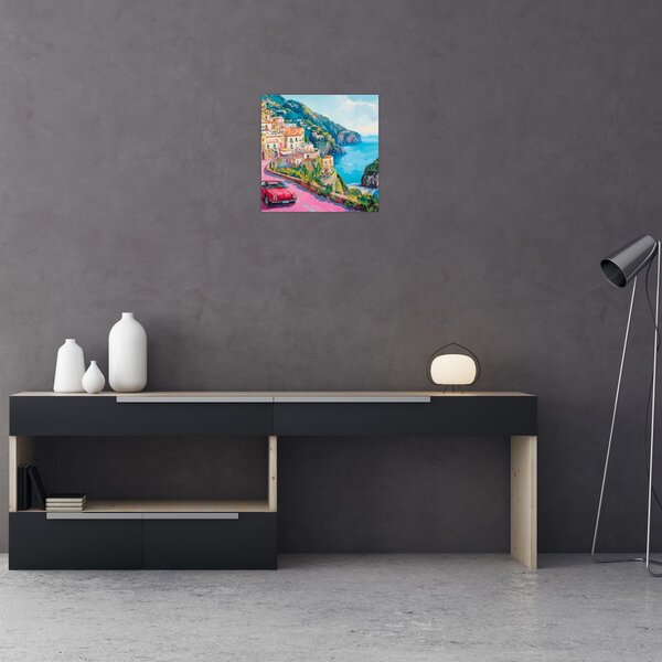 Obraz - Růžová silnice na pobřeží (30x30 cm)