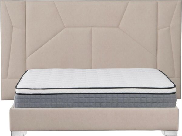 Kondela Postel ALTESA 160x200 s roštem a LED osvětlením, béžová Velvet látka