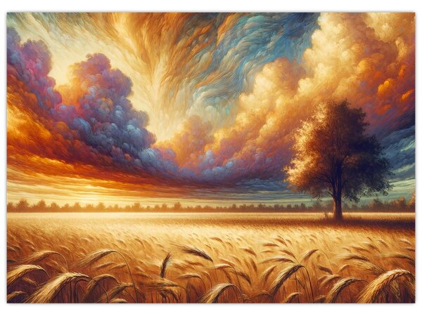Obraz - Strom v poli (70x50 cm)