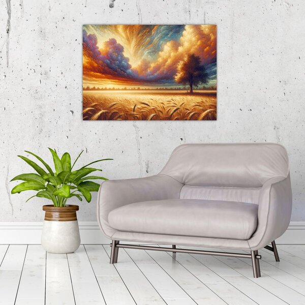 Obraz - Strom v poli (70x50 cm)
