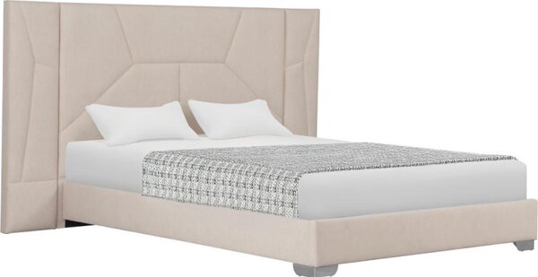Kondela Postel ALTESA 160x200 s roštem a LED osvětlením, béžová Velvet látka