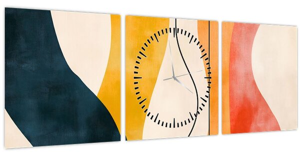 Obraz - Minimalistická barevná ilustrace II. (s hodinami) (90x30 cm)
