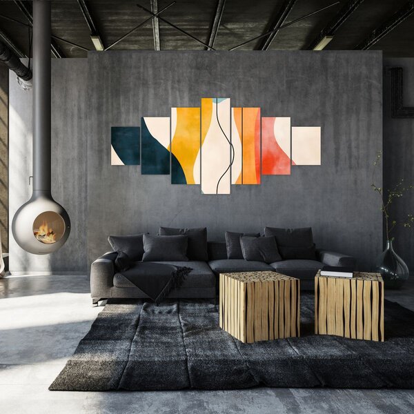 Obraz - Minimalistická barevná ilustrace II. (210x100 cm)
