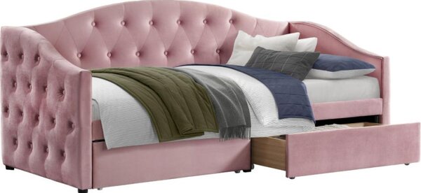 Kondela Postel s úložným prostorem, 90x200, růžová Velvet látka, ZASKA