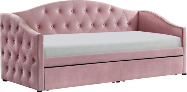 Kondela Postel s úložným prostorem, 90x200, růžová Velvet látka, ZASKA