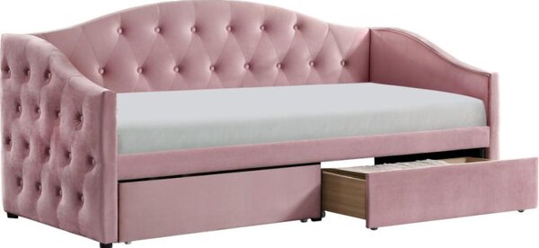 Kondela Postel s úložným prostorem, 90x200, růžová Velvet látka, ZASKA