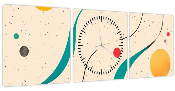 Obraz - Minimalistická barevná ilustrace (s hodinami) (90x30 cm)