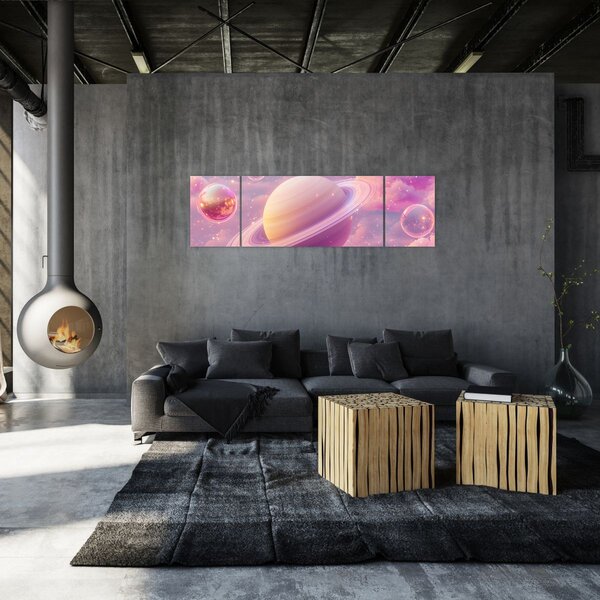 Obraz - Růžová planeta (170x50 cm)