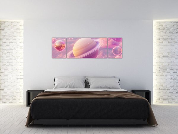 Obraz - Růžová planeta (170x50 cm)