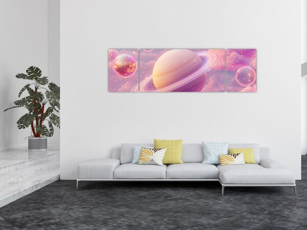 Obraz - Růžová planeta (170x50 cm)