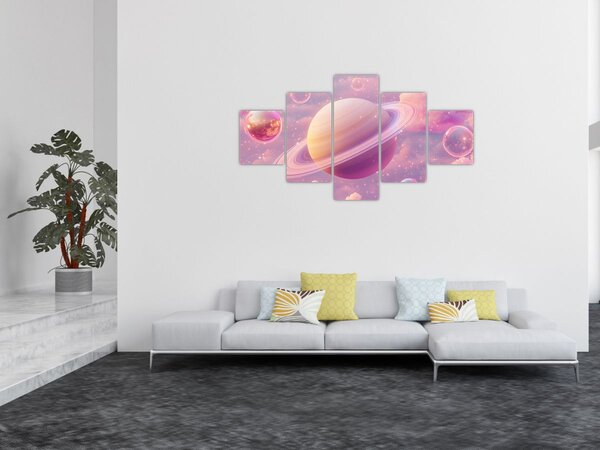 Obraz - Růžová planeta (125x70 cm)
