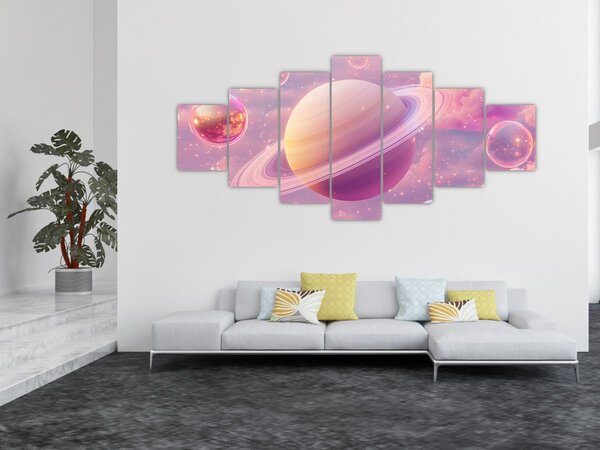 Obraz - Růžová planeta (210x100 cm)