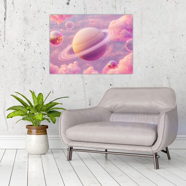Obraz - Růžová planeta (70x50 cm)