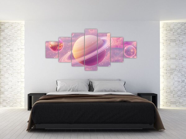 Obraz - Růžová planeta (210x100 cm)