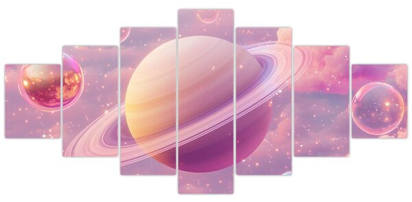 Obraz - Růžová planeta (210x100 cm)