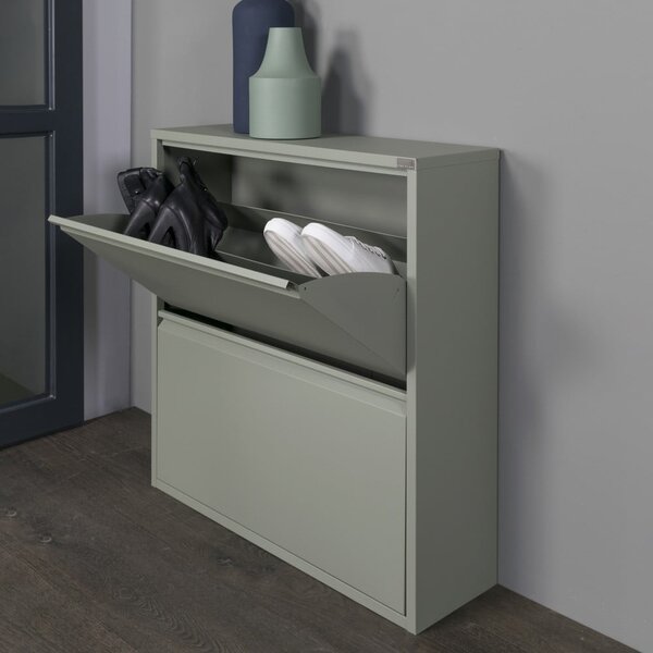 Šedozelený kovový výklopný botník 75x77,5x22,5 cm Billy – Spinder Design