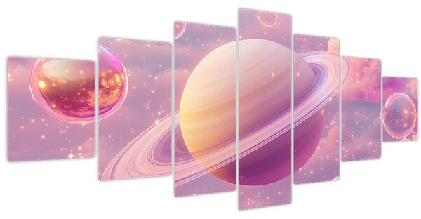 Obraz - Růžová planeta (210x100 cm)