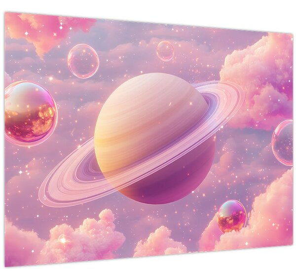 Obraz - Růžová planeta (70x50 cm)