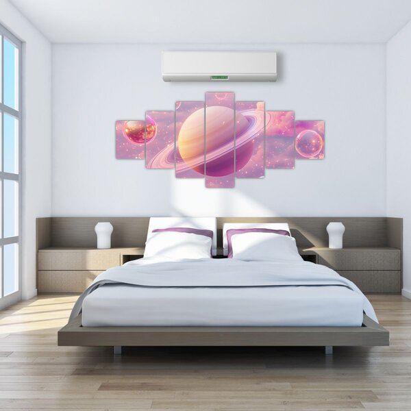 Obraz - Růžová planeta (210x100 cm)