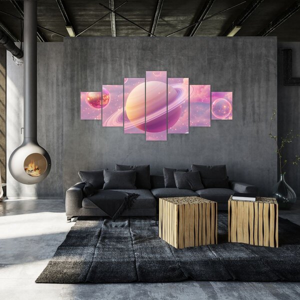 Obraz - Růžová planeta (210x100 cm)