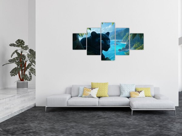 Obraz - Černý panter v džungli (125x70 cm)