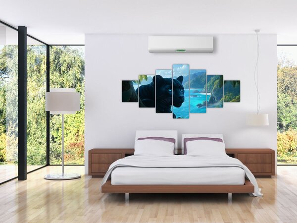 Obraz - Černý panter v džungli (210x100 cm)