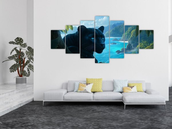 Obraz - Černý panter v džungli (210x100 cm)