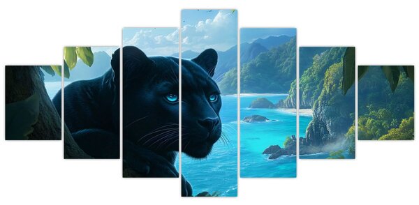 Obraz - Černý panter v džungli (210x100 cm)