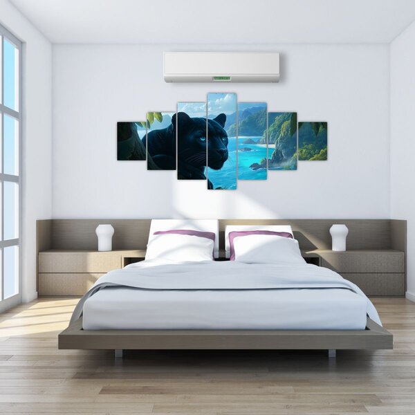 Obraz - Černý panter v džungli (210x100 cm)