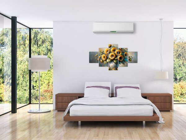 Obraz - Váza se slunečnicemi (125x70 cm)