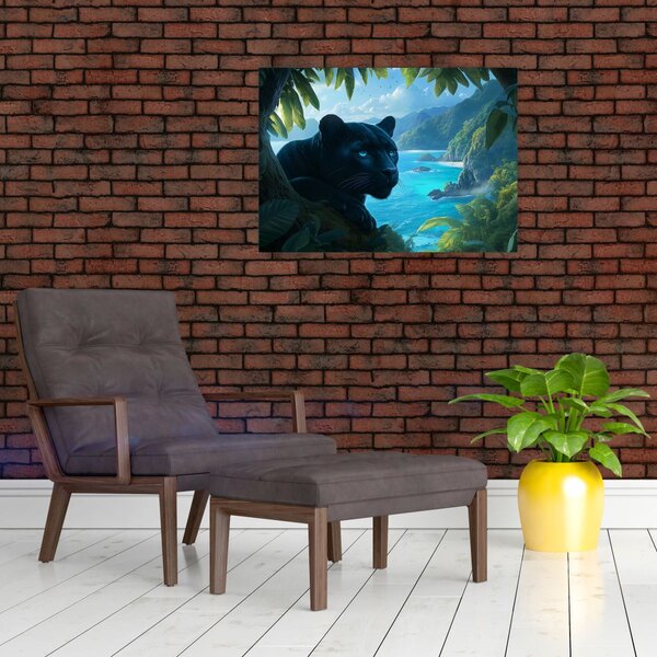 Obraz - Černý panter v džungli (70x50 cm)