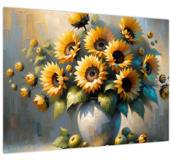 Obraz - Váza se slunečnicemi (70x50 cm)