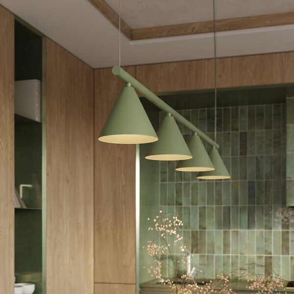 Sollux Lighting Lustr NOX 4L olivově zelený