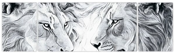 Obraz - Kreslené lví hlavy (170x50 cm)