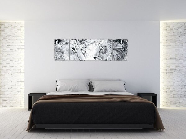 Obraz - Kreslené lví hlavy (170x50 cm)