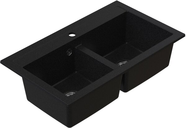 Ruvetti Doblo granitový dřez 75.6x44.7 cm černá 3001DO_BC_W