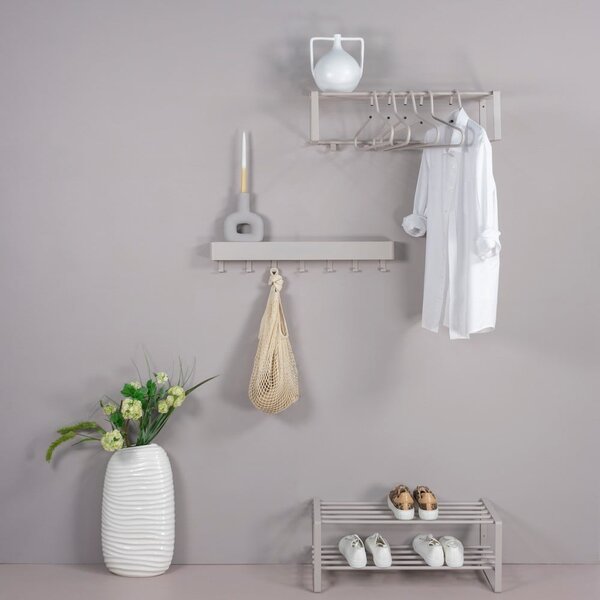 Taupe kovový nástěnný věšák s poličkou 70 cm Rex – Spinder Design