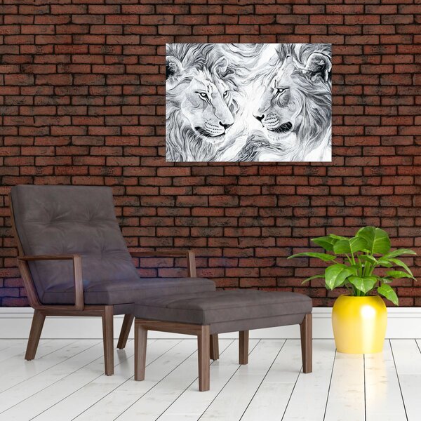 Obraz - Kreslené lví hlavy (70x50 cm)