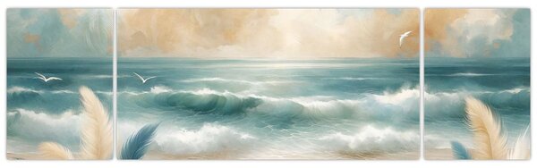 Obraz - Malovaná pláž v lehkých barvách (170x50 cm)