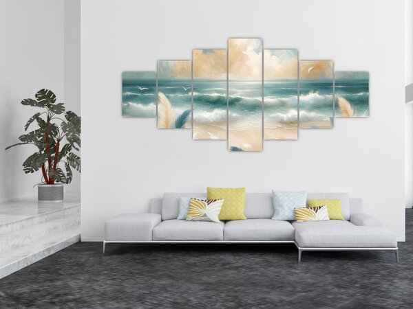 Obraz - Malovaná pláž v lehkých barvách (210x100 cm)