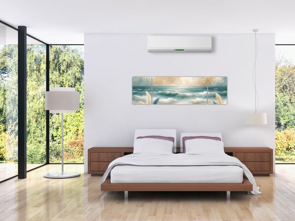 Obraz - Malovaná pláž v lehkých barvách (170x50 cm)