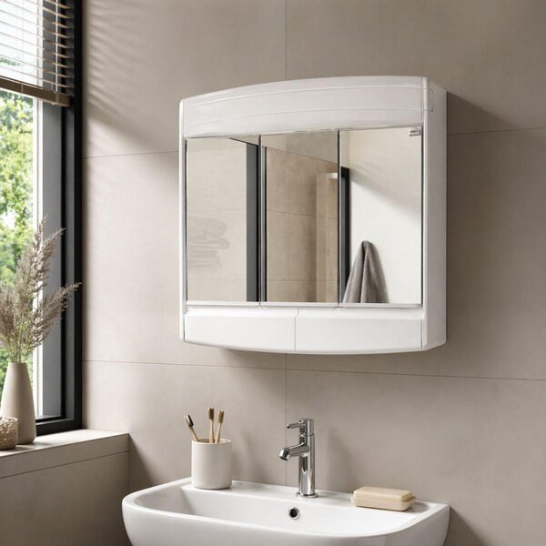 Zrcadlová skříňka Sieper Topas eco 60 x 18 x 53 cm, bílá, 3dveřová, LED, IP 20