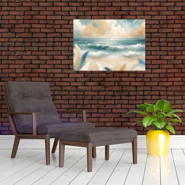 Obraz - Malovaná pláž v lehkých barvách (70x50 cm)